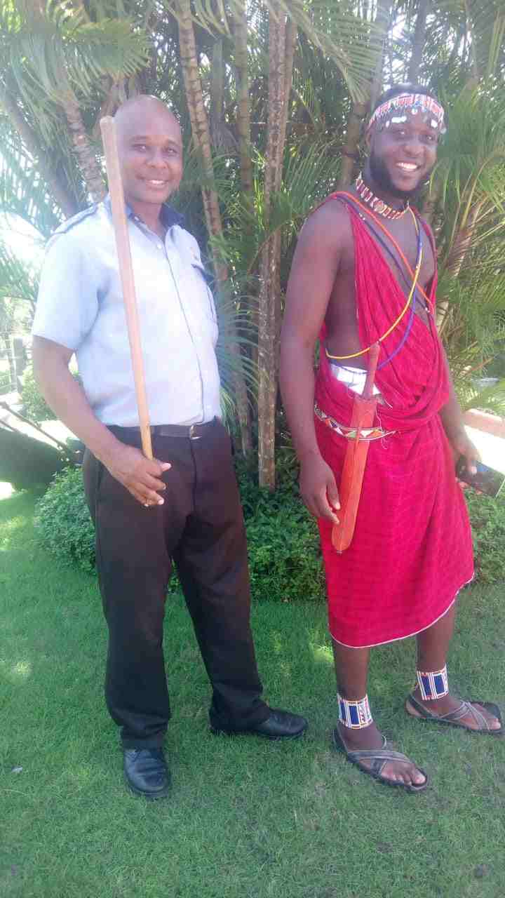 Mwaisaka Righa with a Maasai warrior on a trip