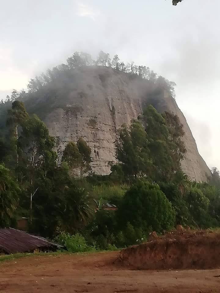 Mist-covered rock in the Taita Hills