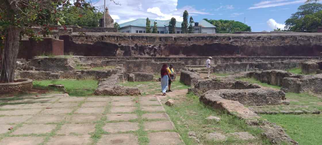 Guests exploring the ramparts of Fort Jesus, Mombasa