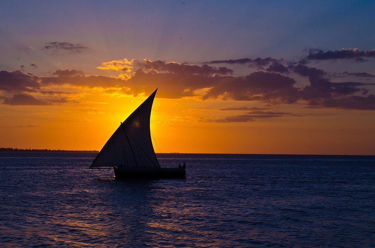 Dhow at sunset on the Kenya coast